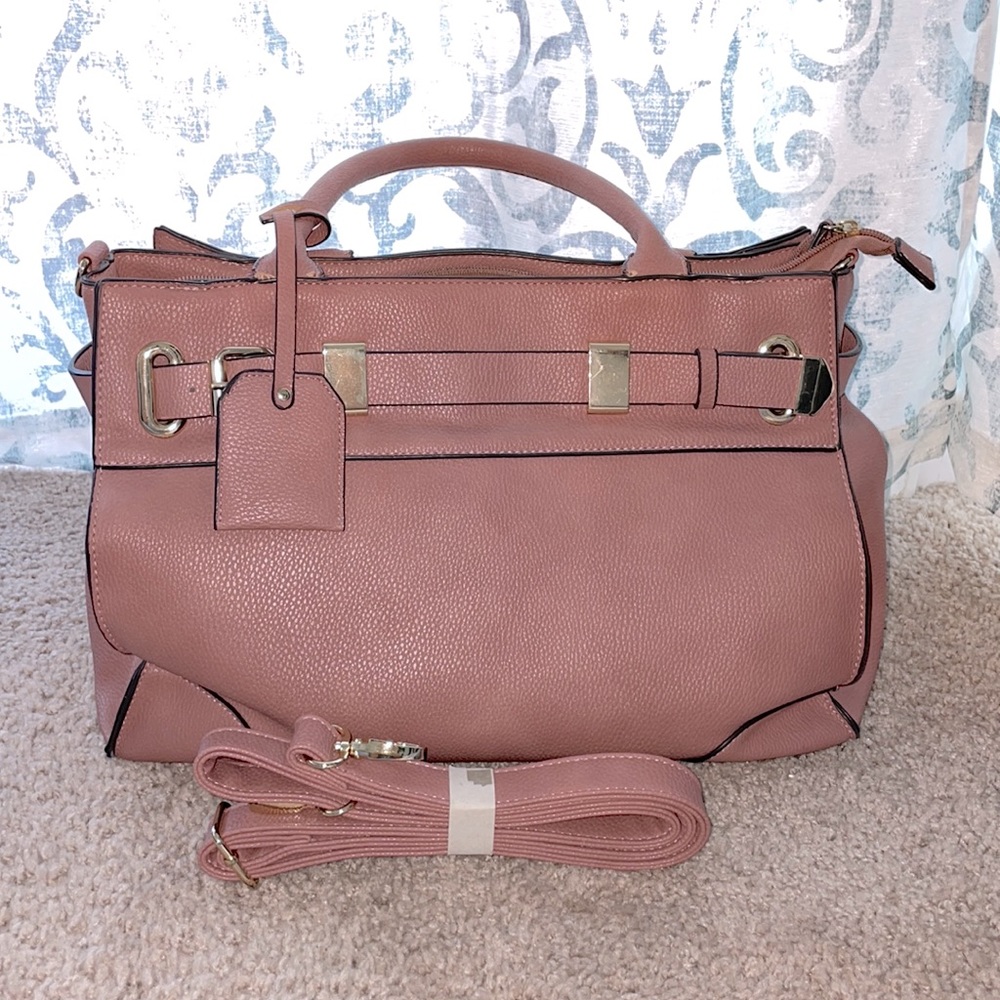 JustFab shoulder bag. Pink Mauve with Gold Embellishments.